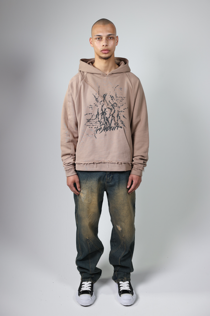 SPLIT DISTRESSED HOODIE