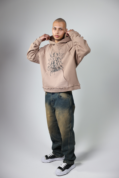 SPLIT DISTRESSED HOODIE
