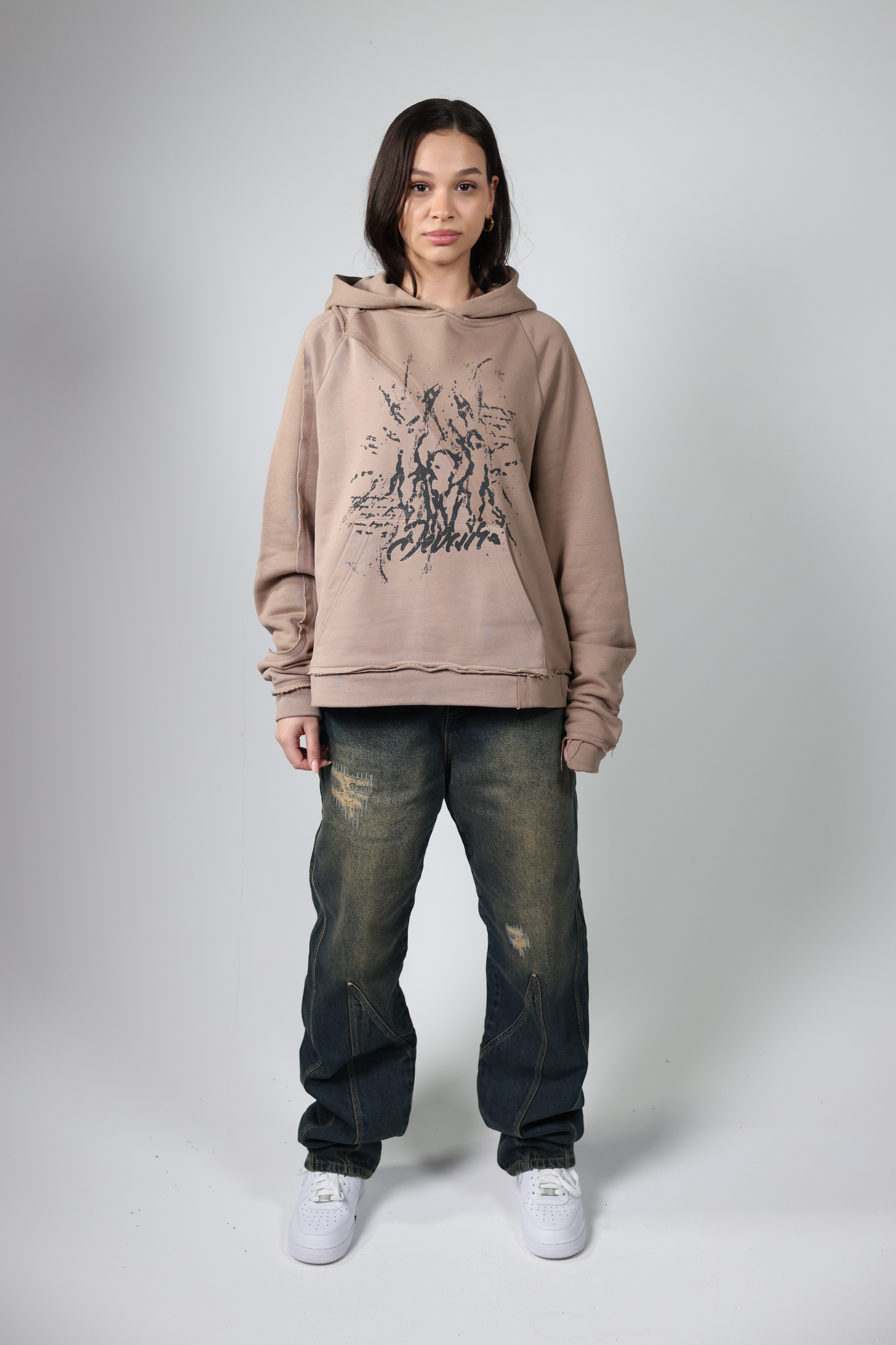 SPLIT DISTRESSED HOODIE