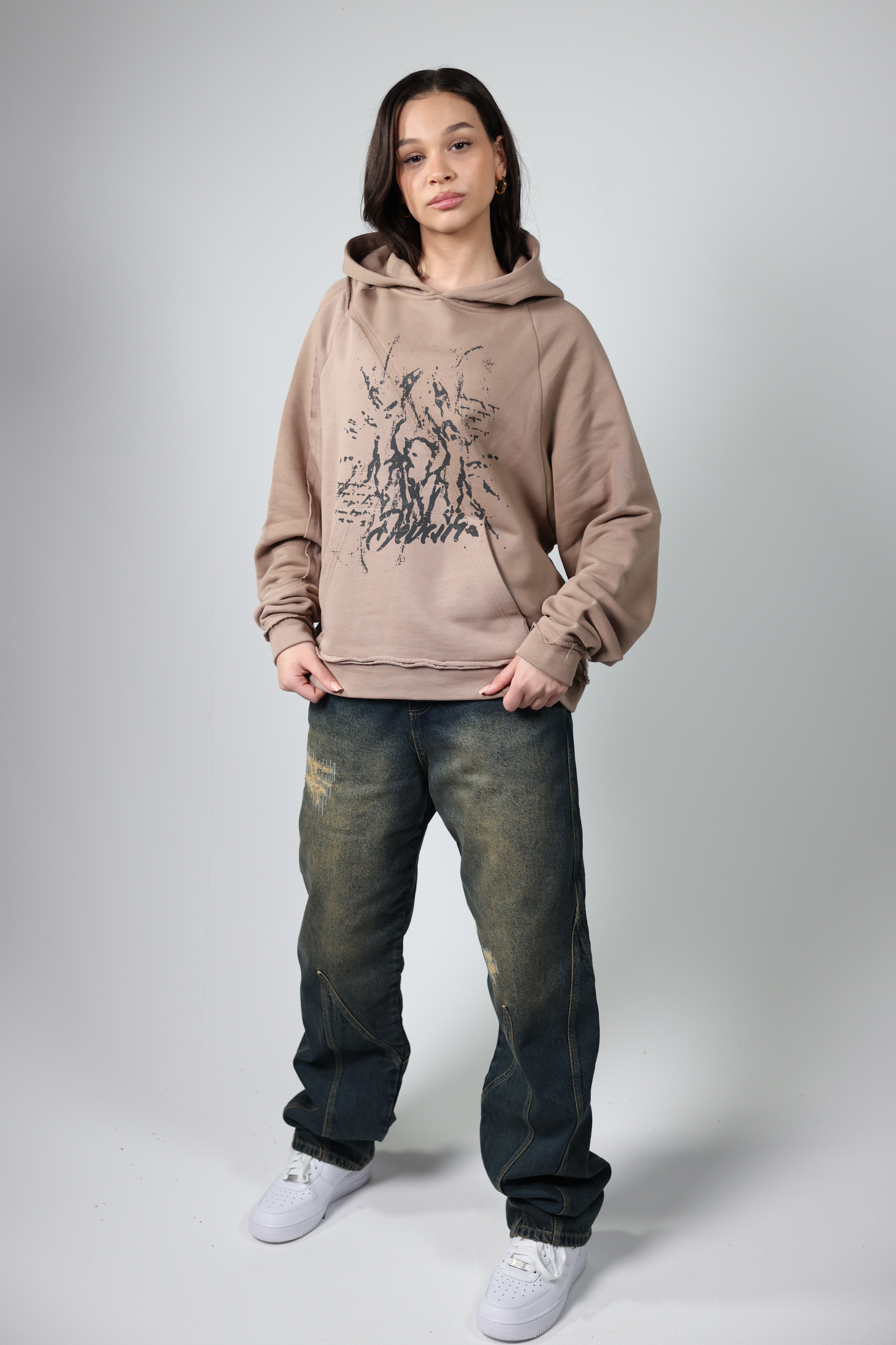 SPLIT DISTRESSED HOODIE