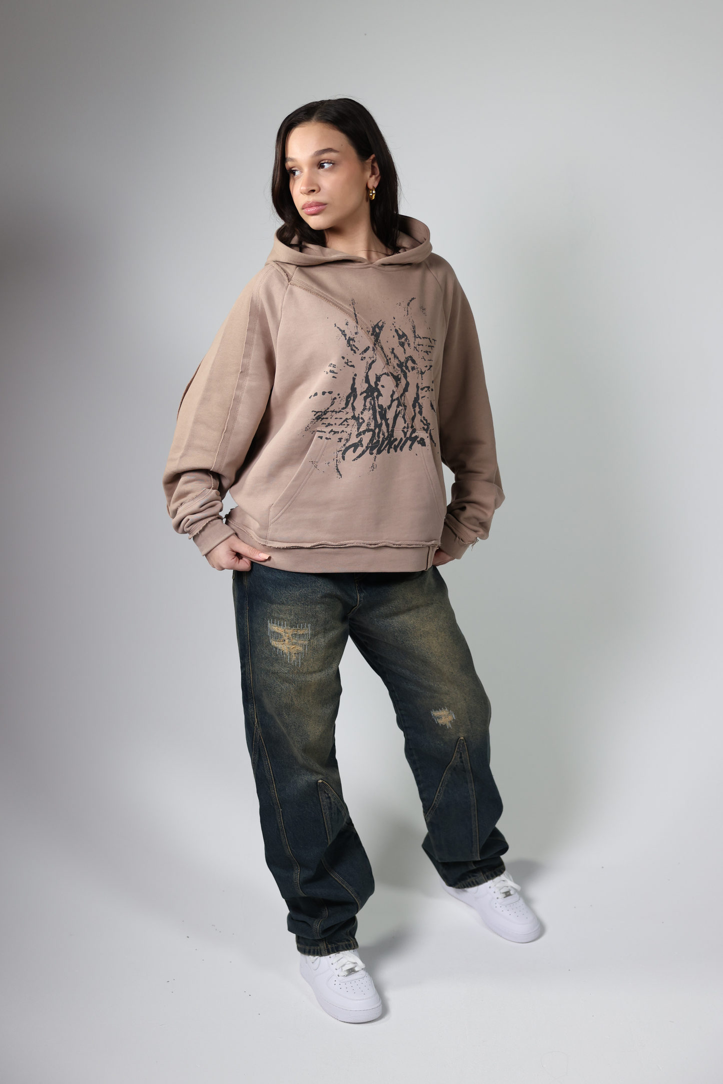 SPLIT DISTRESSED HOODIE