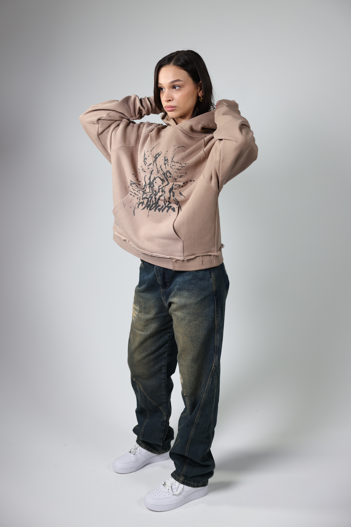 SPLIT DISTRESSED HOODIE